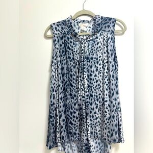Everly Grey Sleeveless Black and White Leopard Blouse